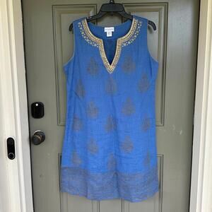 Soft Surroundings‎ Linen Beaded Dress Medium